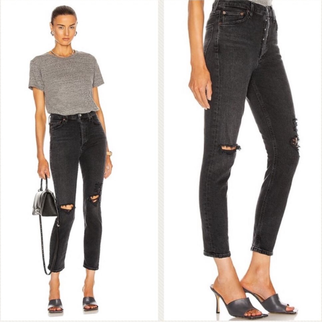 New! Agolde Nico High Rise Skinny In Cassette Sz 26 $239
